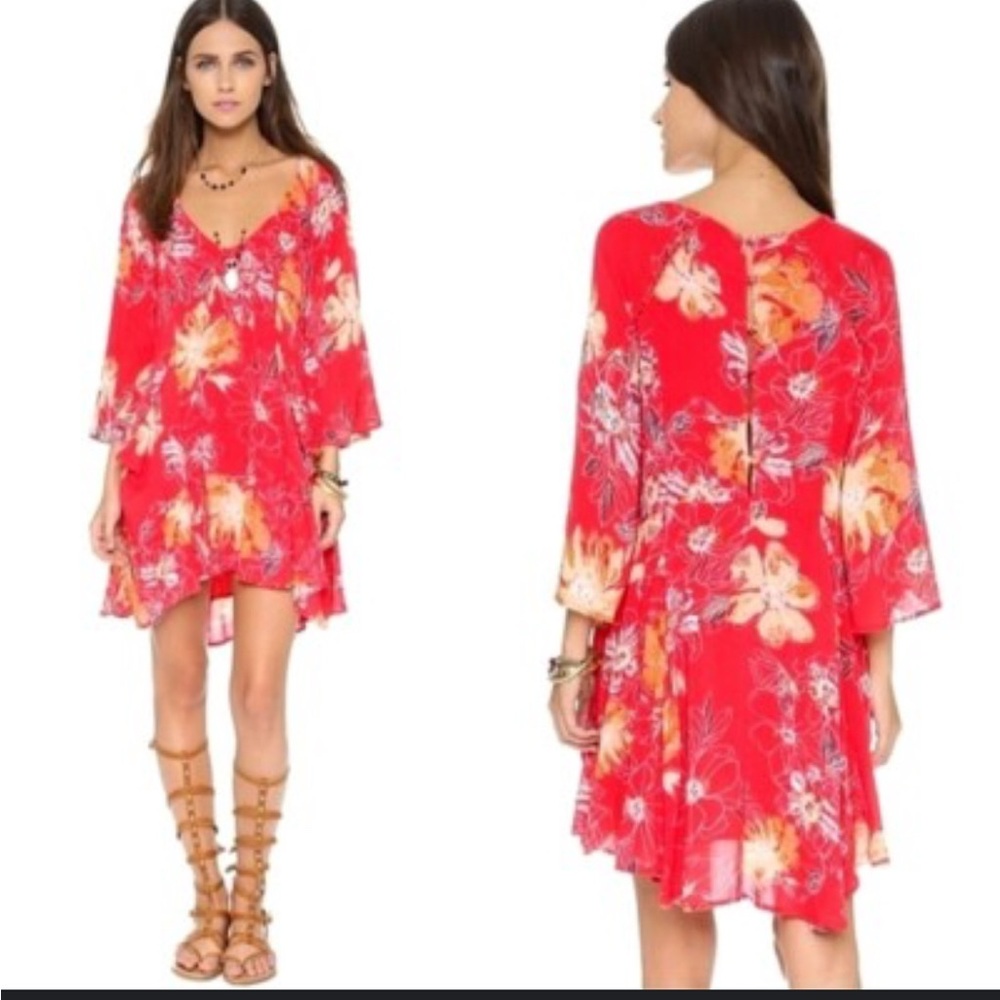 Free People Red Floral Mini Dress